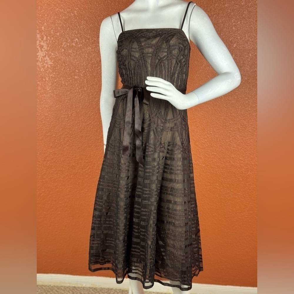 BCBGMaxAzria Brown Pleated Maxi Sundress HalterSize Small. B26